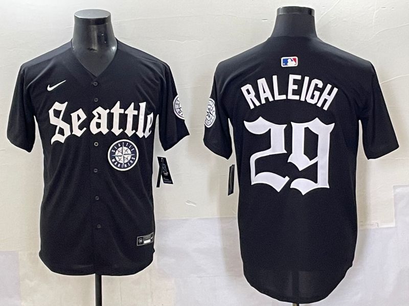 Men 2025 Seattle Mariners #29 Raleigh Black Five generations Joint Name Nike MLB Jersey style 62343->seattle mariners->MLB Jersey
